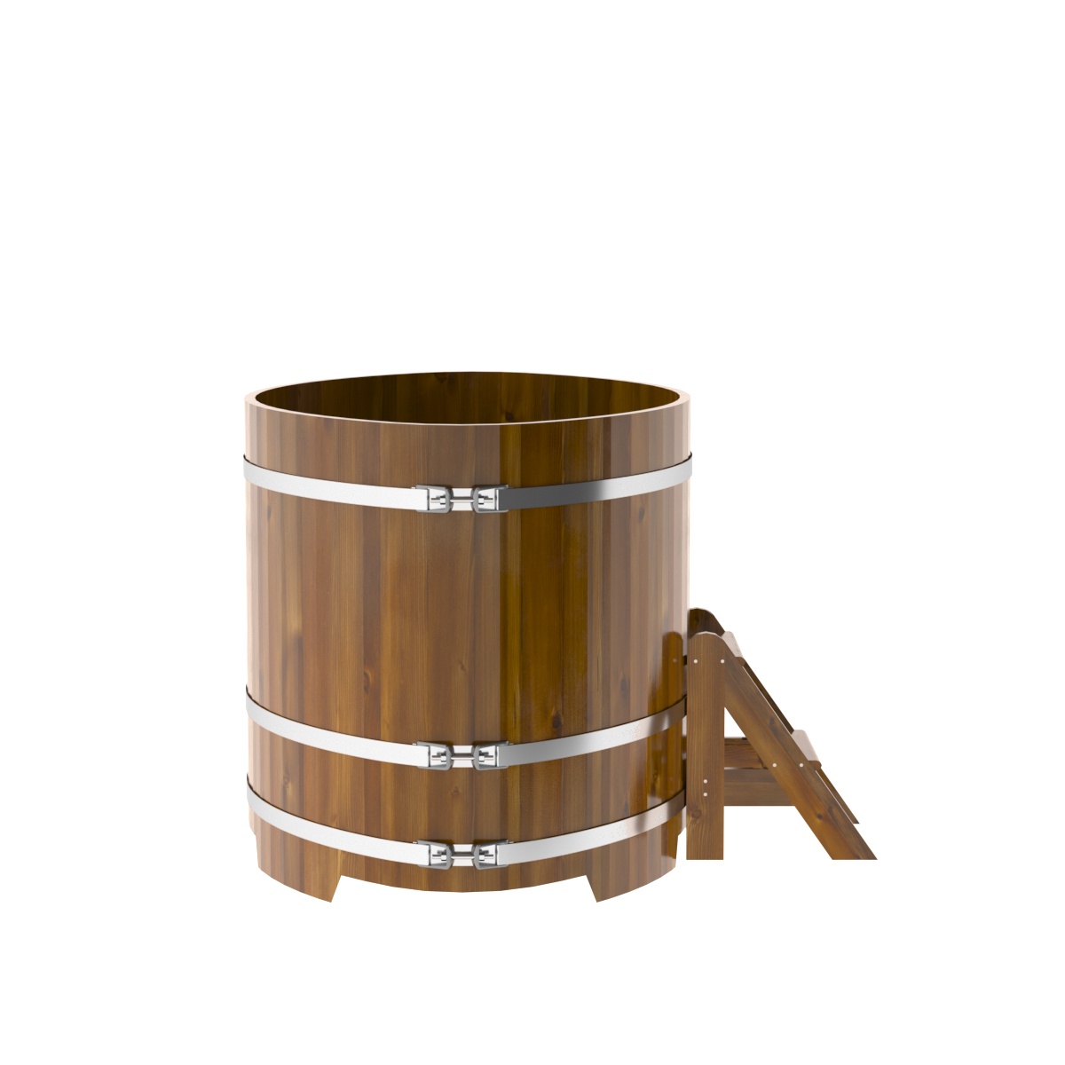 2289 Купель овальная из лиственницы Рустик 1,08х1,75х1,1 морёная Alyarus  - Вид №3