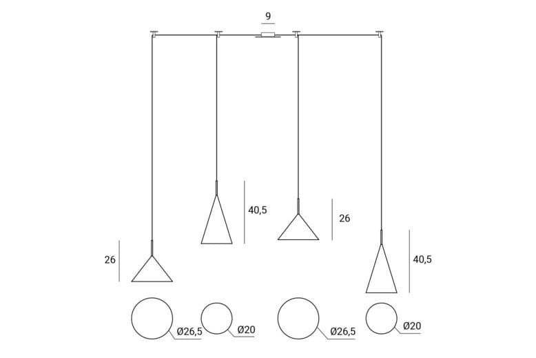 Регулируемая металлическая подвесная лампа Miloox SAMOI 4 ARCH-00127363