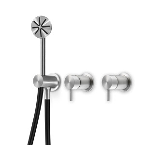 ONE227S Смеситель для душа на 3 отверстия с переключателем на 2 потока и ручным душем Linki ONE, Внешняя часть, Сатиновая Сталь