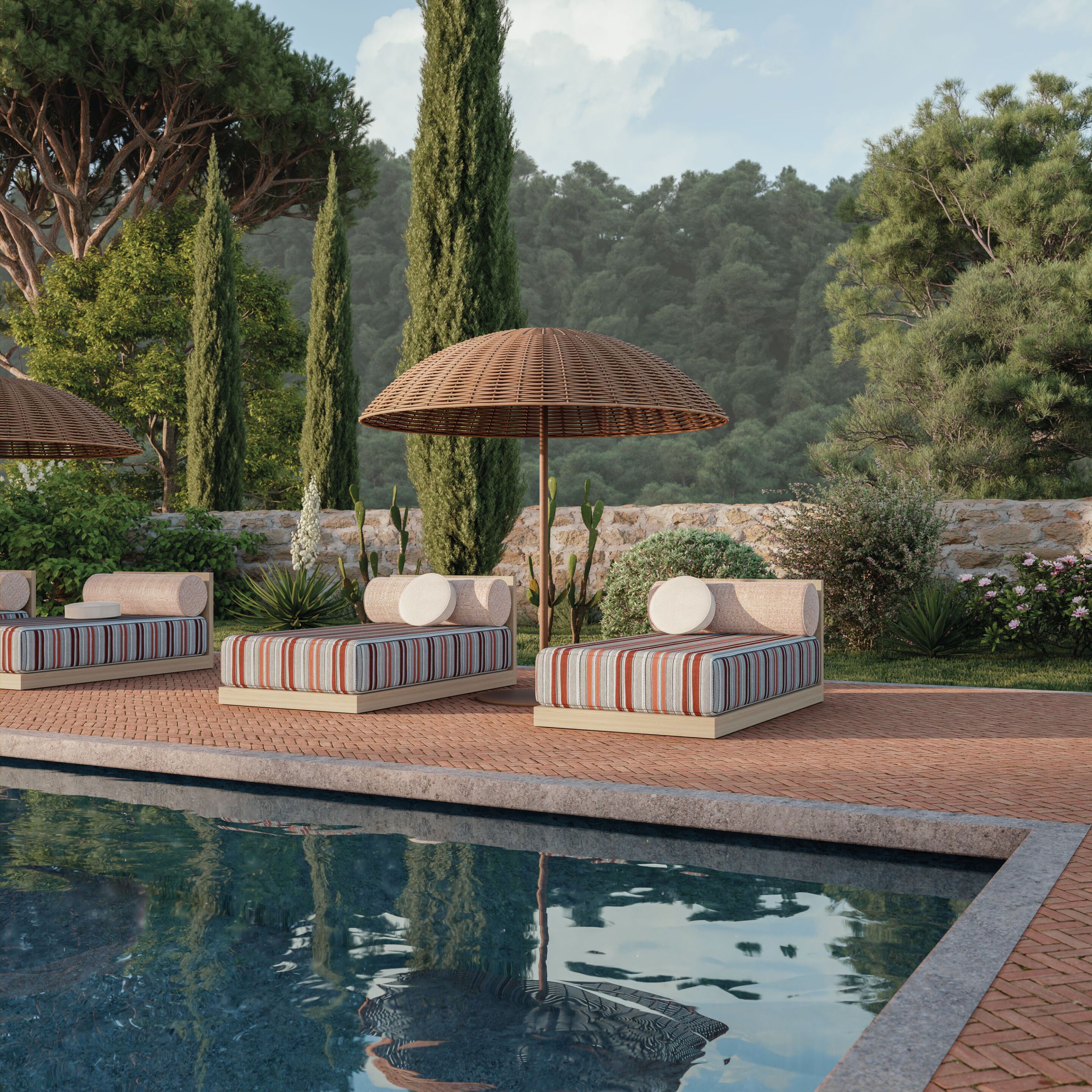 Моющаяся полосатая ткань Casamance West Bay ARCH-00003853 - Вид №1