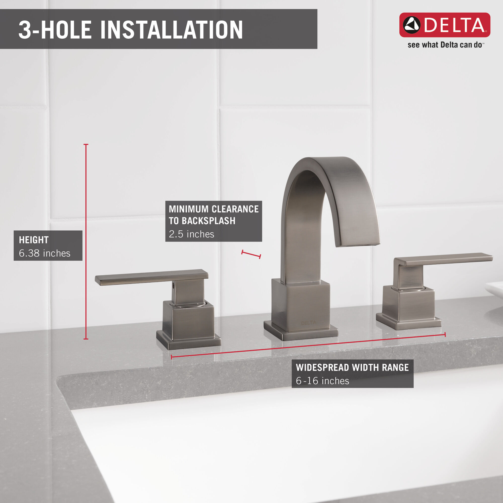 3553LF-SS Смеситель для ванной комнаты с двумя ручками Delta Faucet Vero Нержавеющая сталь - Вид №1