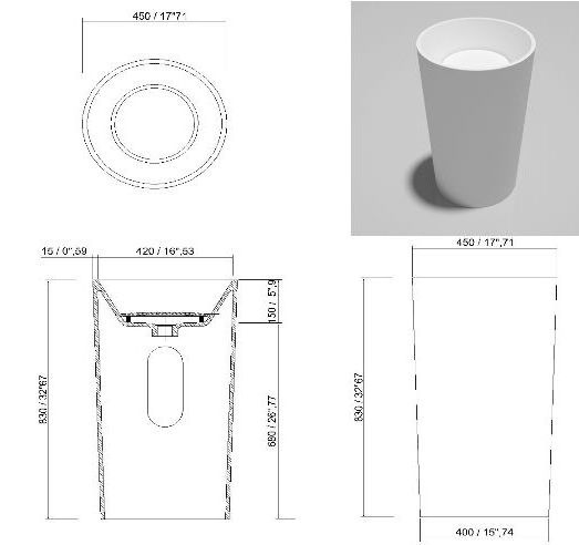 46682 Напольная раковина стоящая круглая Dimasi  - Вид №1