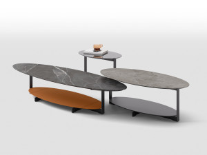 Металлический овальный журнальный столик