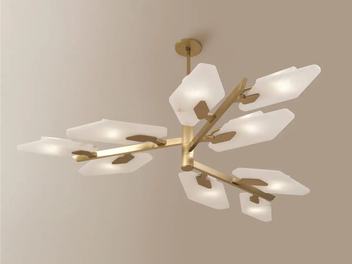 Светодиодный потолочный светильник ручной работы из металла и алебастра GASPARE ASARO LEAF ARCH-00023059 - Вид №2