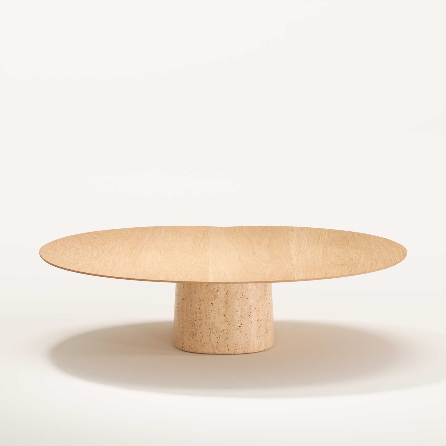 Низкий овальный журнальный столик из дерева и травертина Wewood Anchor ARCH-00091097 - Вид №5