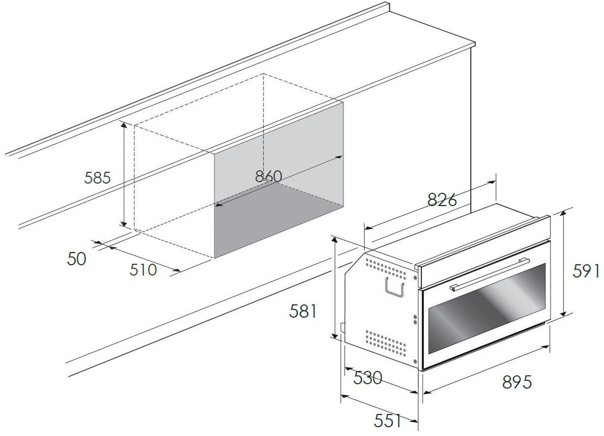Fulgor Milano Многофункциональный духовой шкаф из нержавеющей стали с термовентиляцией и электронным управлением класса а  Fqo 9609 mt x  - Вид №1