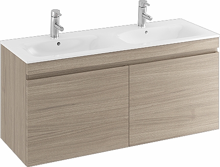 42393 IFO Renova Плоская тумба для умывальника с двумя выдвижными ящиками и двумя внутренними ящиками, Ш = 1290 мм, Ш1 = 1300 мм, темно-серый  - Вид №6