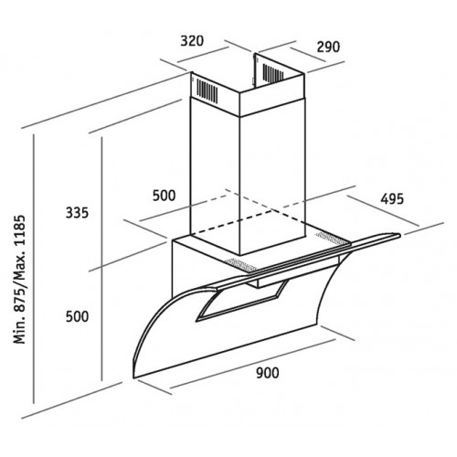 8110899 Вытяжка наклонная Cata COR-S DT4 S DUSK серебристый STDN-0007354 - Вид №1