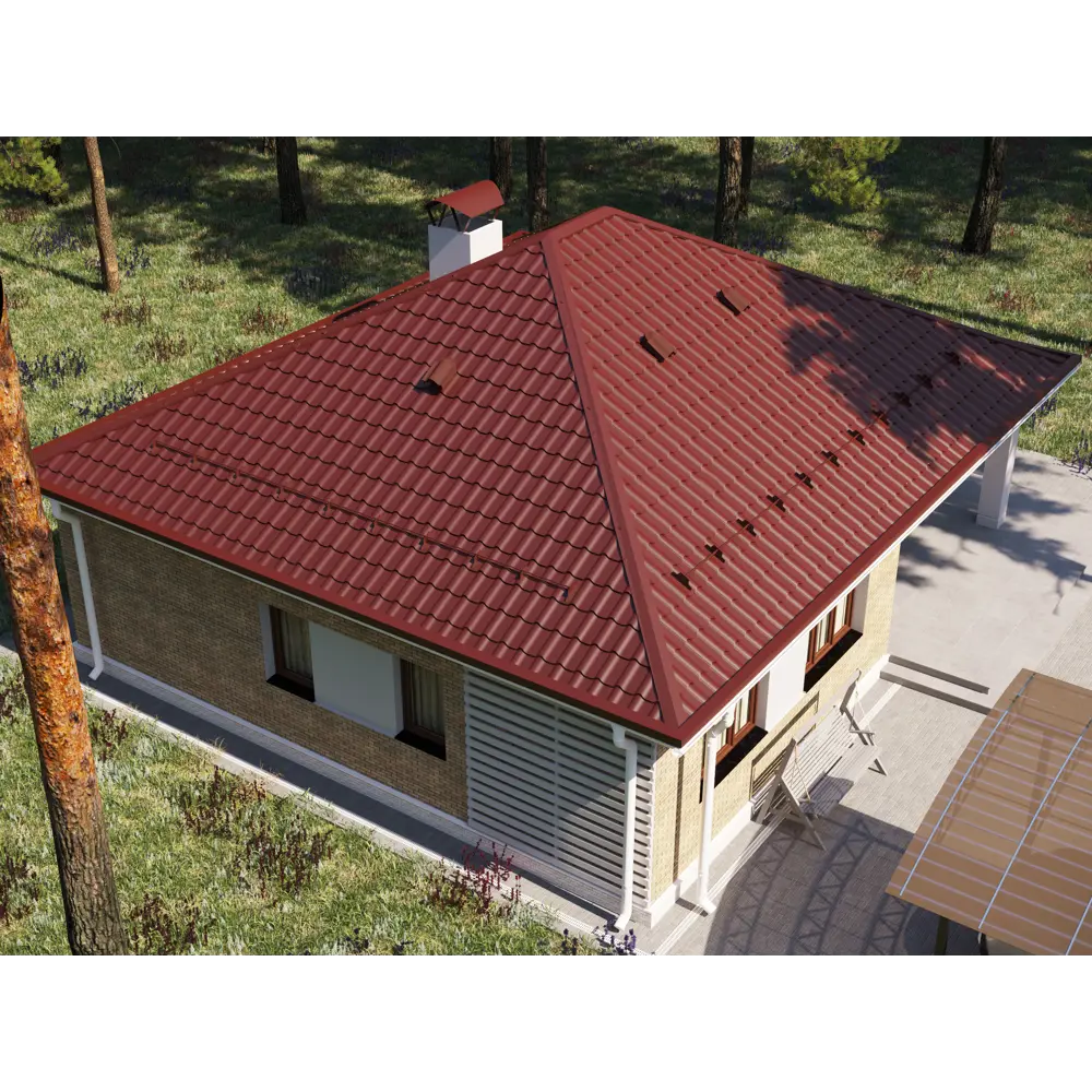 Металлочерепица 0.5 мм ГОСТ 1200x1180 мм RAL 3005 красный 89296953 STLM-2189285 Santreyd  - Вид №4