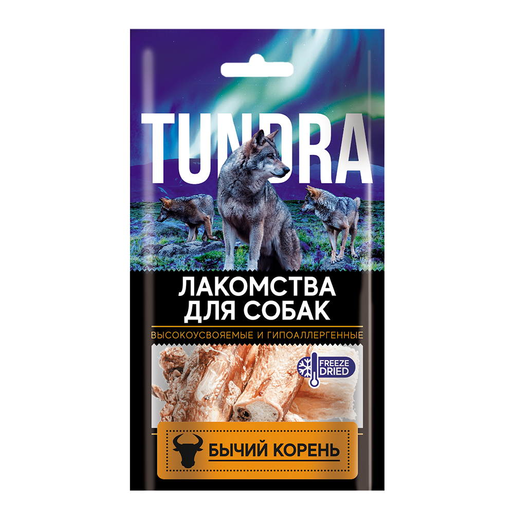 ПР0060050 Лакомство для собак Корень резаный бычий 70г TUNDRA 