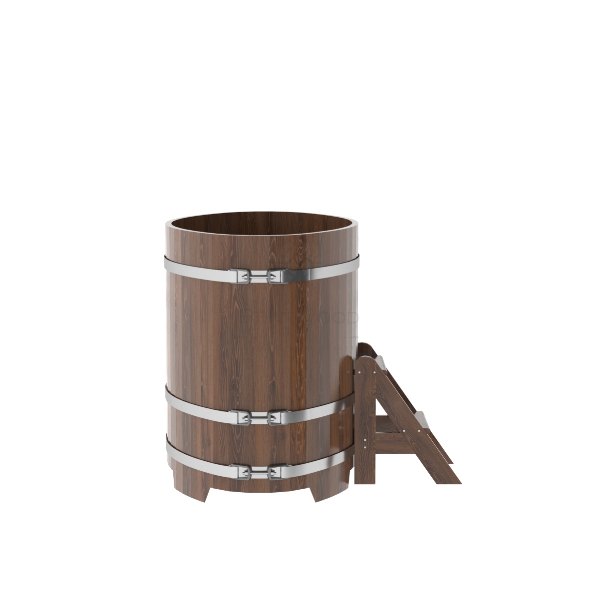 1275 Купель овальная из дуба 0,80х1,42х1,1 морёный Alyarus  - Вид №2