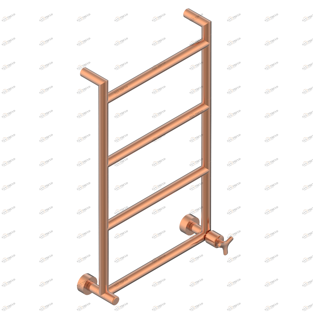 G9A-TWR4H1 Полотенцесушитель Современный круглый, 4 перекладины, 533 мм x 867 мм, водяной, с 1 декоративной крестовой рукояткой Thg-paris System métal lisse Matt blush PVD G9A-TWR4H1 CAT.F