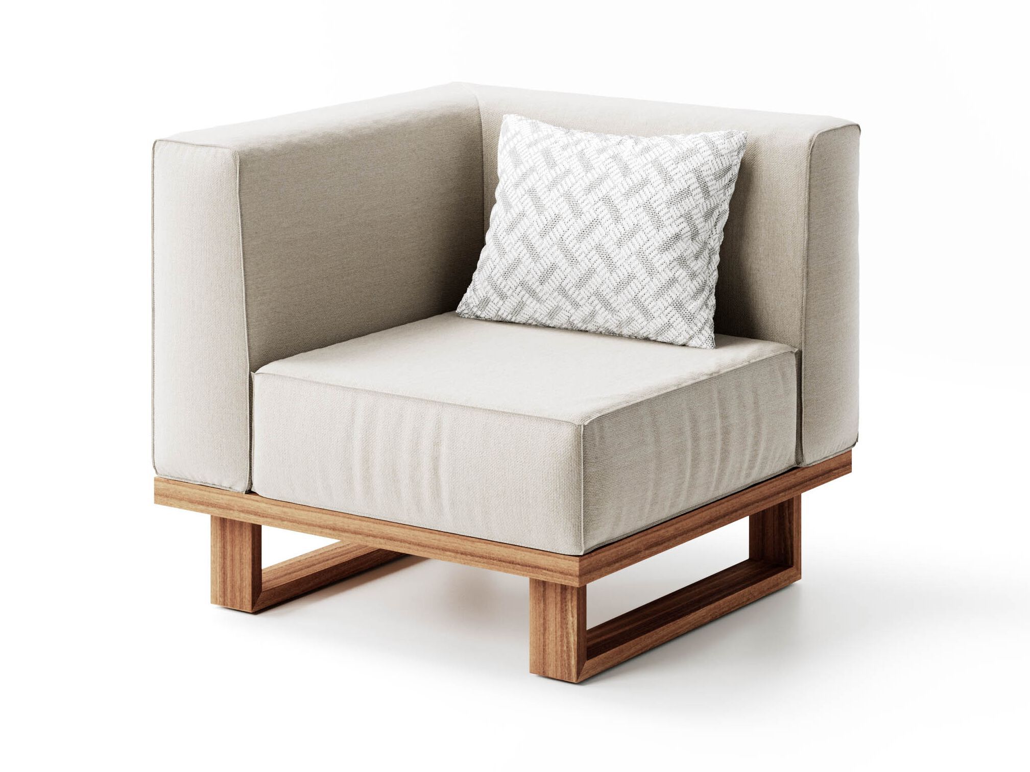 Угловое садовое кресло из тикового дерева и ткани Atmosphera 9.Zero ARCH-00005229