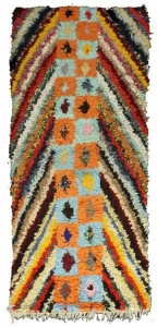 AFOLKI Коврик в стиле пэчворк с длинным ворсом из шерсти и хлопка с рисунком Boucherouite Taa779be