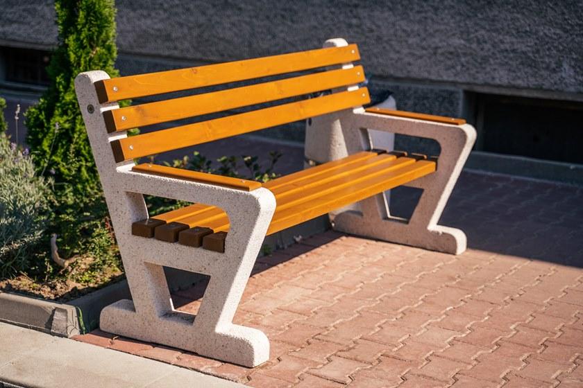 ENCHO ENCHEV - ETE Скамейка из бетона и дерева со спинкой  109  - Вид №6