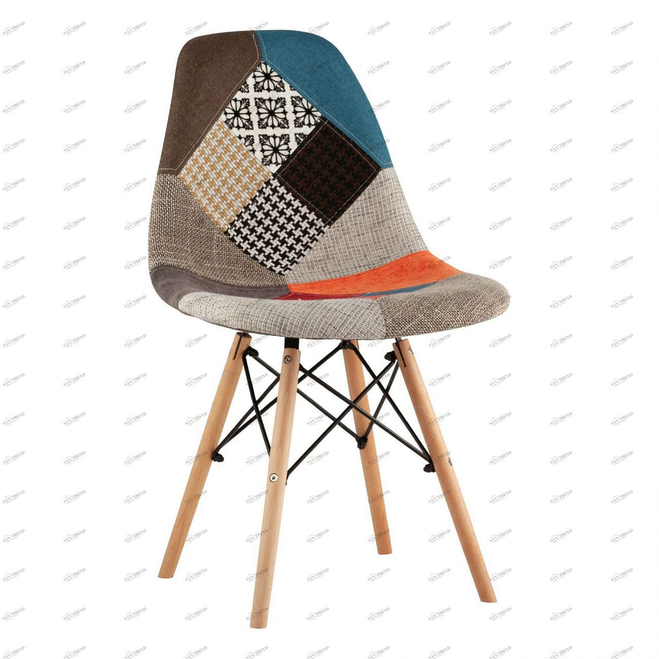 Стул со спинкой разноцветный с деревянными ножками Eames EAMES ДИЗАЙНЕРСКИЕ, EAMES DSW 00-3881995 Коричневый;оранжевый;серый;разноцветный 