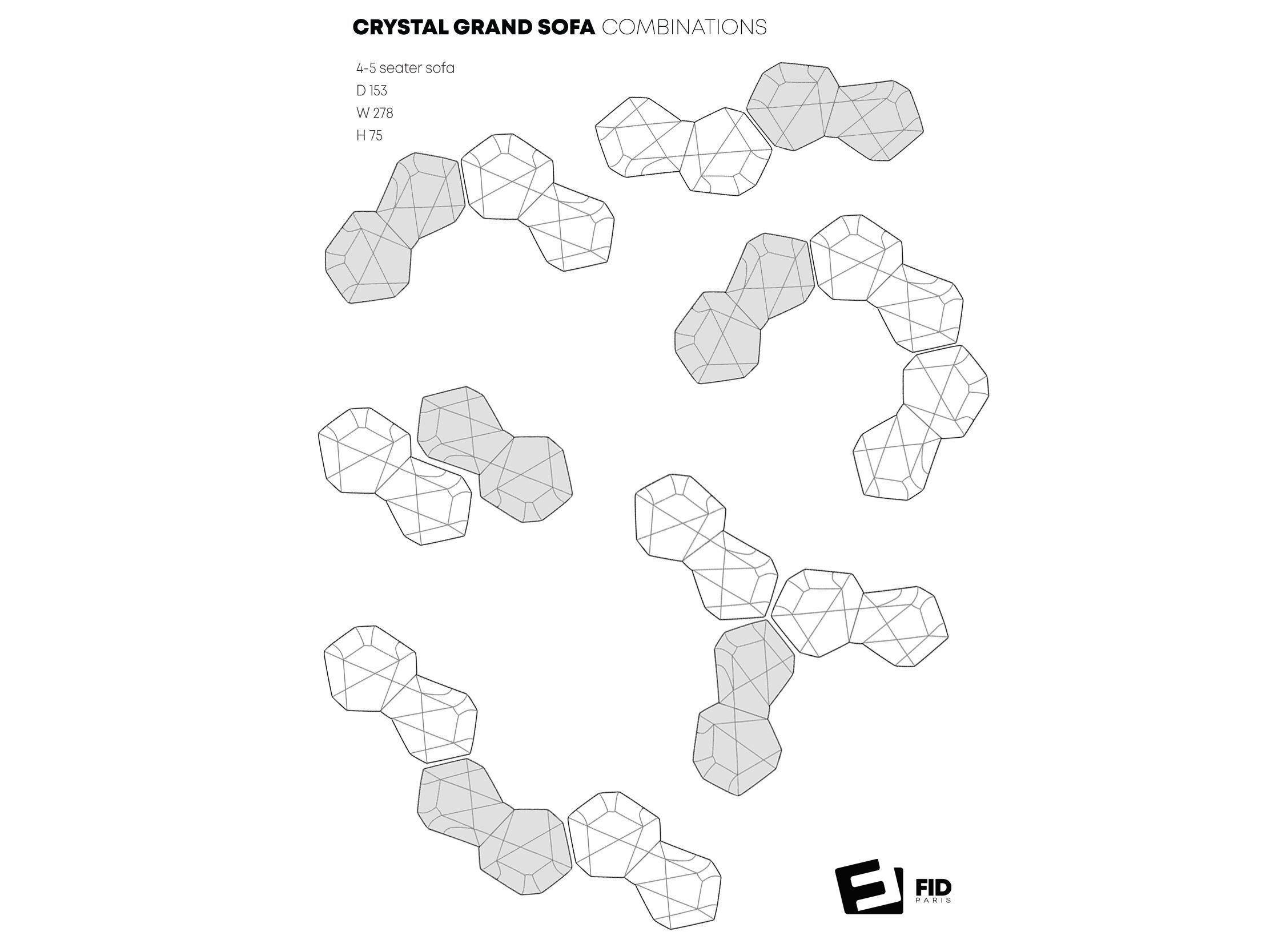 4-местный тканевый диван FID Paris Crystal ARCH-00054713 - Вид №21