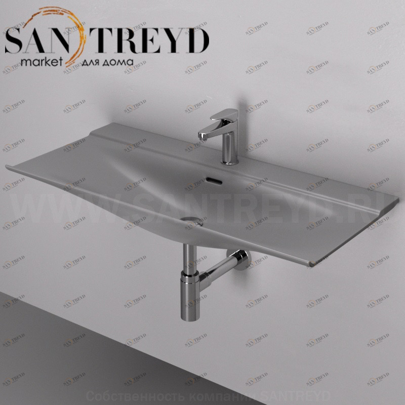 THL00215 Подвесная раковина настенная прямоугольная ArtCeram TheOne серая