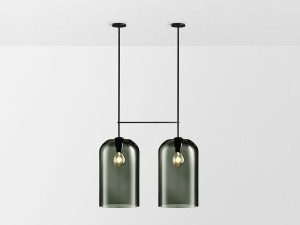 Подвесной светильник из стали и стекла