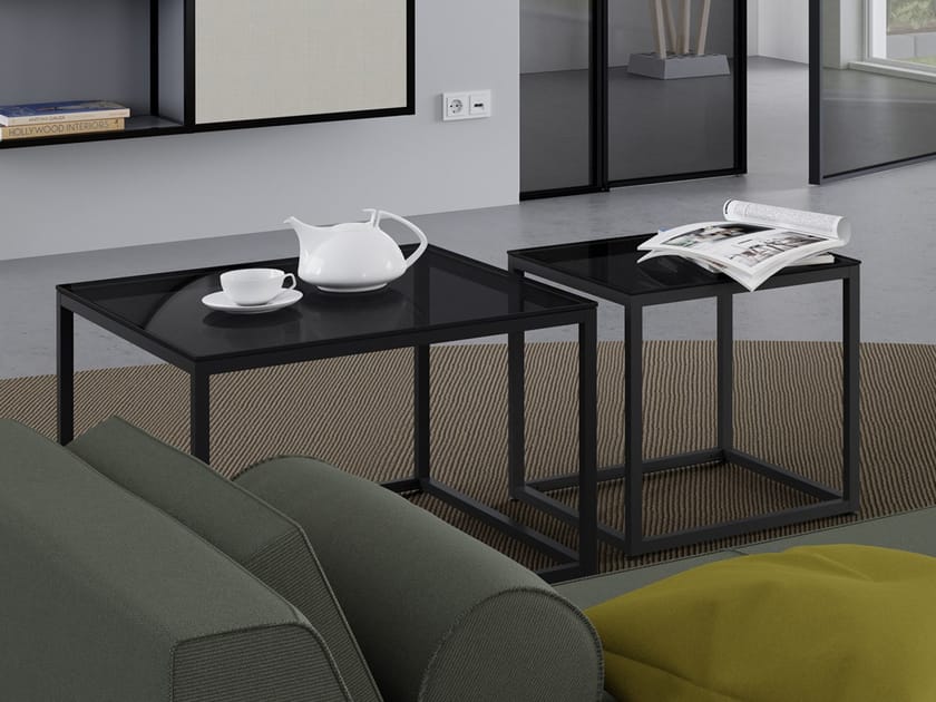 Квадратный стол из алюминия и дерева raumplus Creo ARCH-00108957