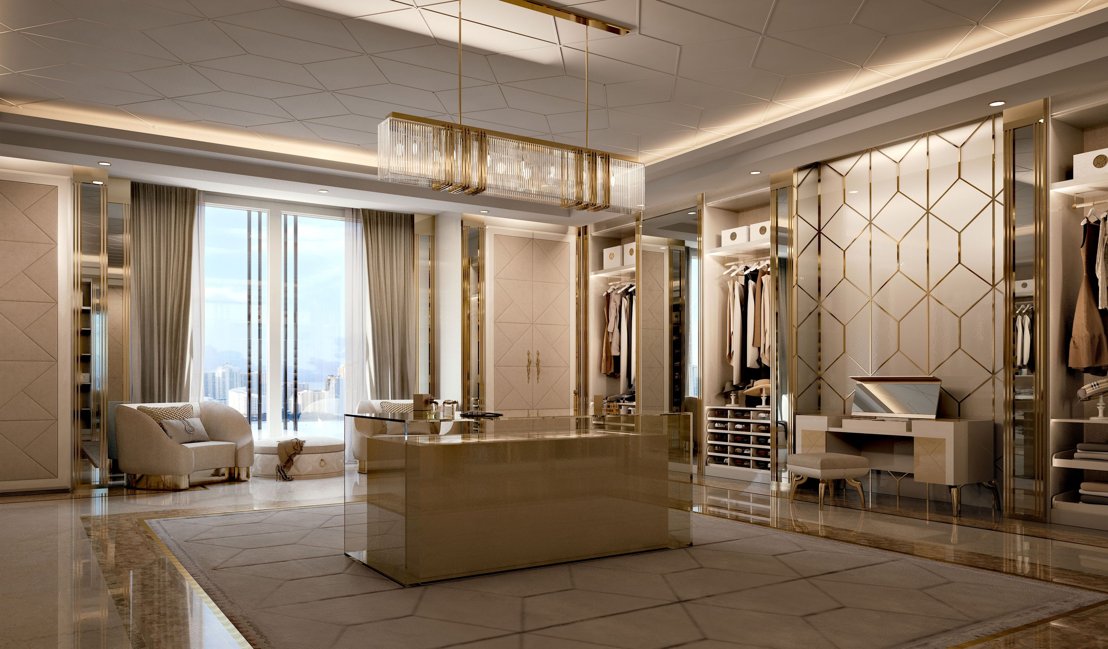 Модульная деревянная и стеклянная гардеробная со встроенным освещением Bizzotto Italia Symphony-Infinity ARCH-00037472 - Вид №5