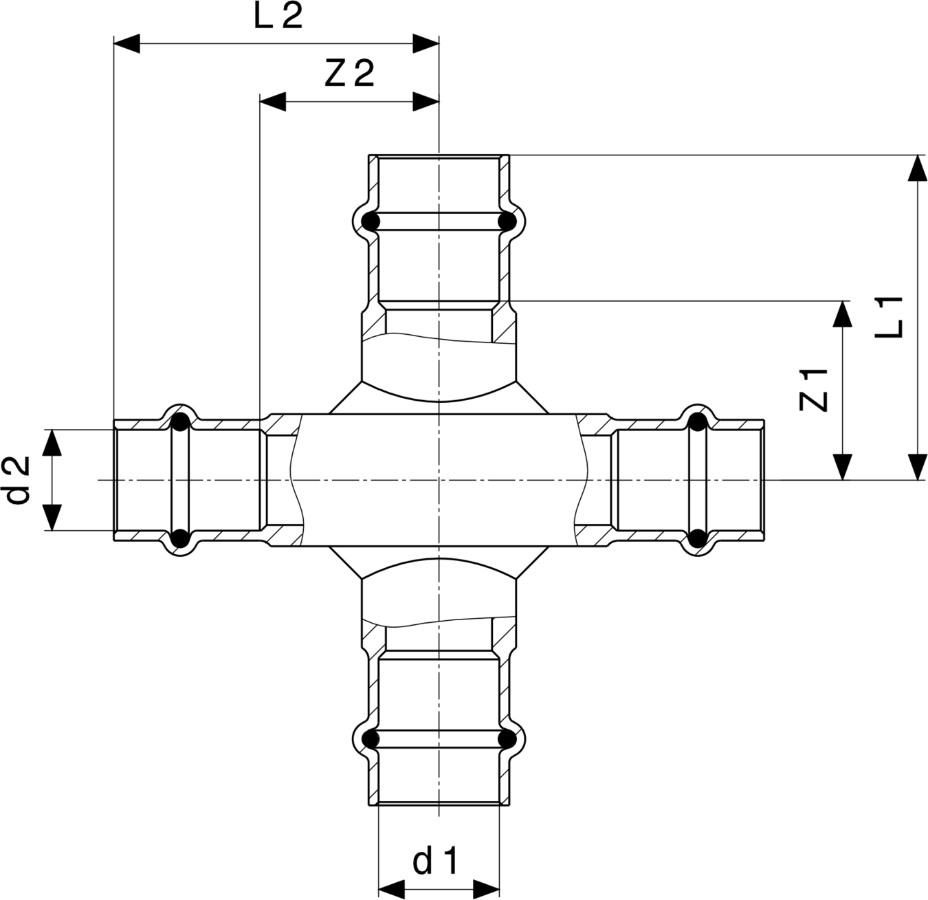 322 410 Модель 2248 Трубопроводные системы  Profipress  Коллекторы, крестовины Santreyd  - Вид №3