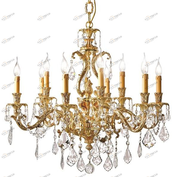 Possoni Illuminazione Французская золотая люстра с пластинами swarovski® Marilyn 790/6+3-sw/p