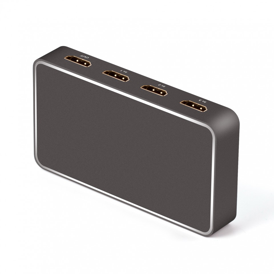 GL-vA17 переключатель hdmi v2.0+usb charge 3 к 1 серия greenline Greenconnect Santreyd  - Вид №3