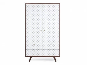 Шкаф распашной двухдверный с ящиками темный дуб с принтом Thimon №2 THE IDEA  210438 Белый;коричневый