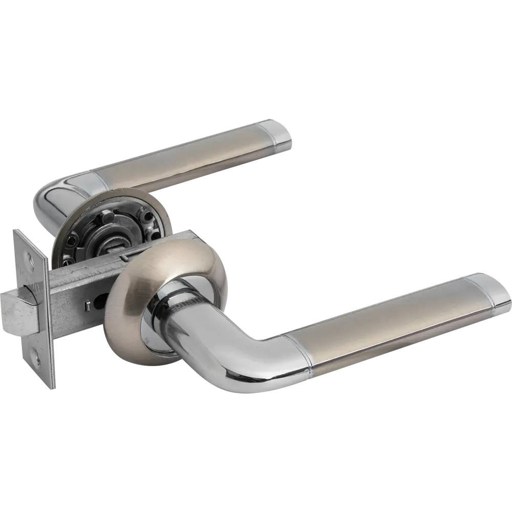 Комплект дверных ручек без запирания SET45/A REX TL/HD SN/CP-3 матовый никель/хром PUNTO STLM-2112361 - Вид №1