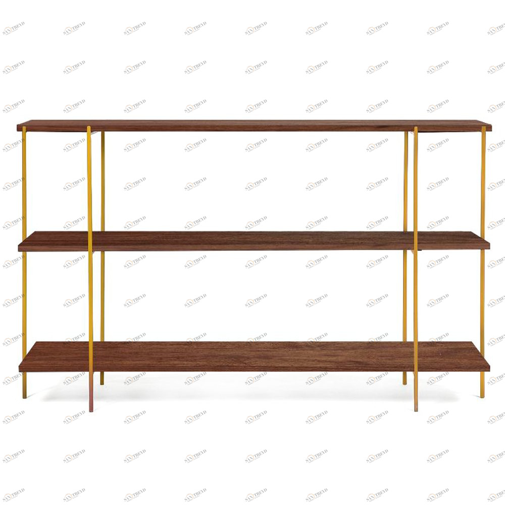 Стеллаж металлический золотой, американский орех Florian gold INTELLIGENT DESIGN  260762 Золото;коричневый 