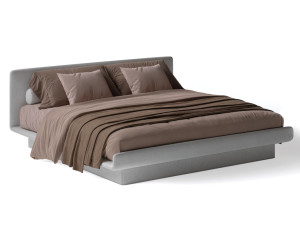 Двуспальная кровать из ткани с мягким изголовьем