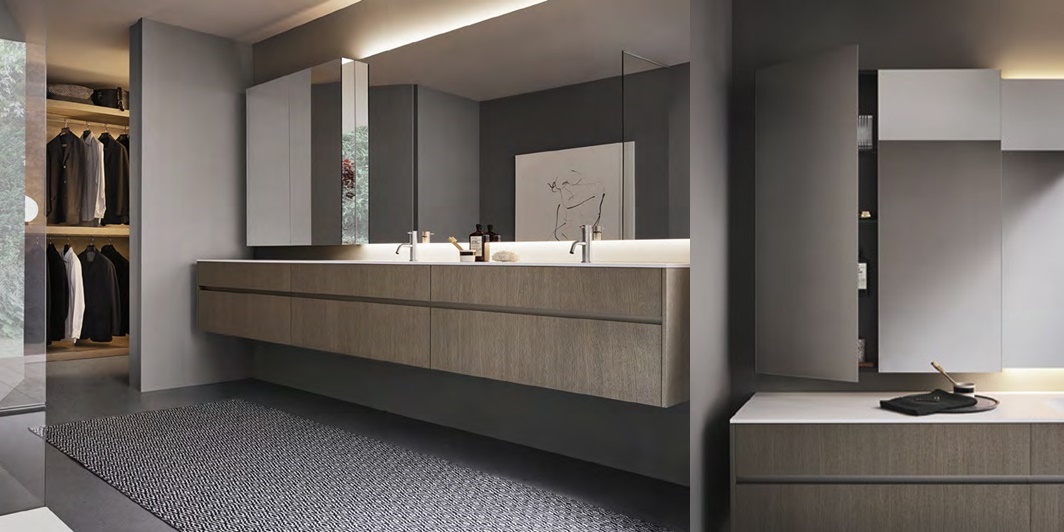 Комбинация ванной комнаты S101 в отделке SPAN Corian/poro Rovere Piombo MILLDUE SINTESI SINTESI101 - Вид №3