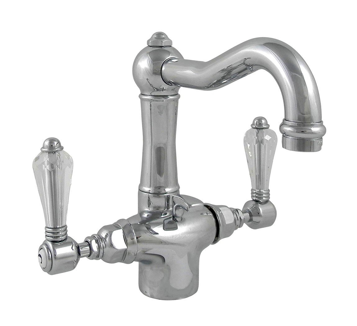 1432 ** 34 Смеситель для раковины на одно отверстие с поворотным изливом Nicolazzi Series Half Dome Crystal 