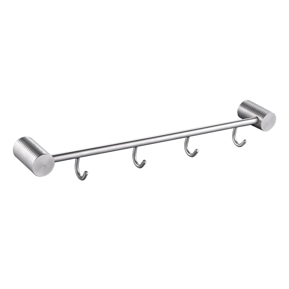 GFmark - Вешалка с четырьмя крючками, прямая, из нержавеющей стали с резным креплением, код: 81205 