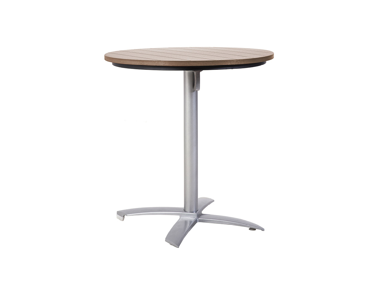 76.00.0067 Стол Победы Tradition Resysta sumatra 70 круглый + рама стола алюминий серебристый складной Mbm Victory