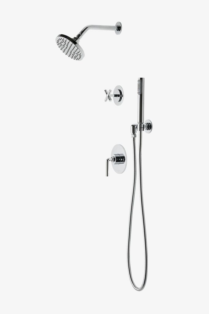 FLSP09 Комплект для душа Flyte с балансировкой давления с 6-дюймовой лейкой для дождя, ручным душем и перекрестной перекрестной ручкой Waterworks 