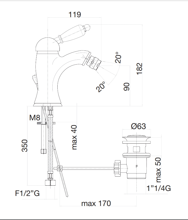 83ZZ5321 Смеситель для биде , бронза Fiore Imperiale  - Вид №2