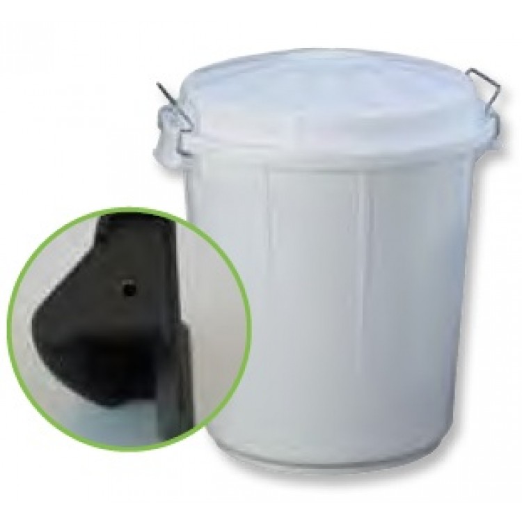 231804 DENOX Контейнер пластиковый с крышкой с зажимом на крышку с ручками 95 л. Белый 