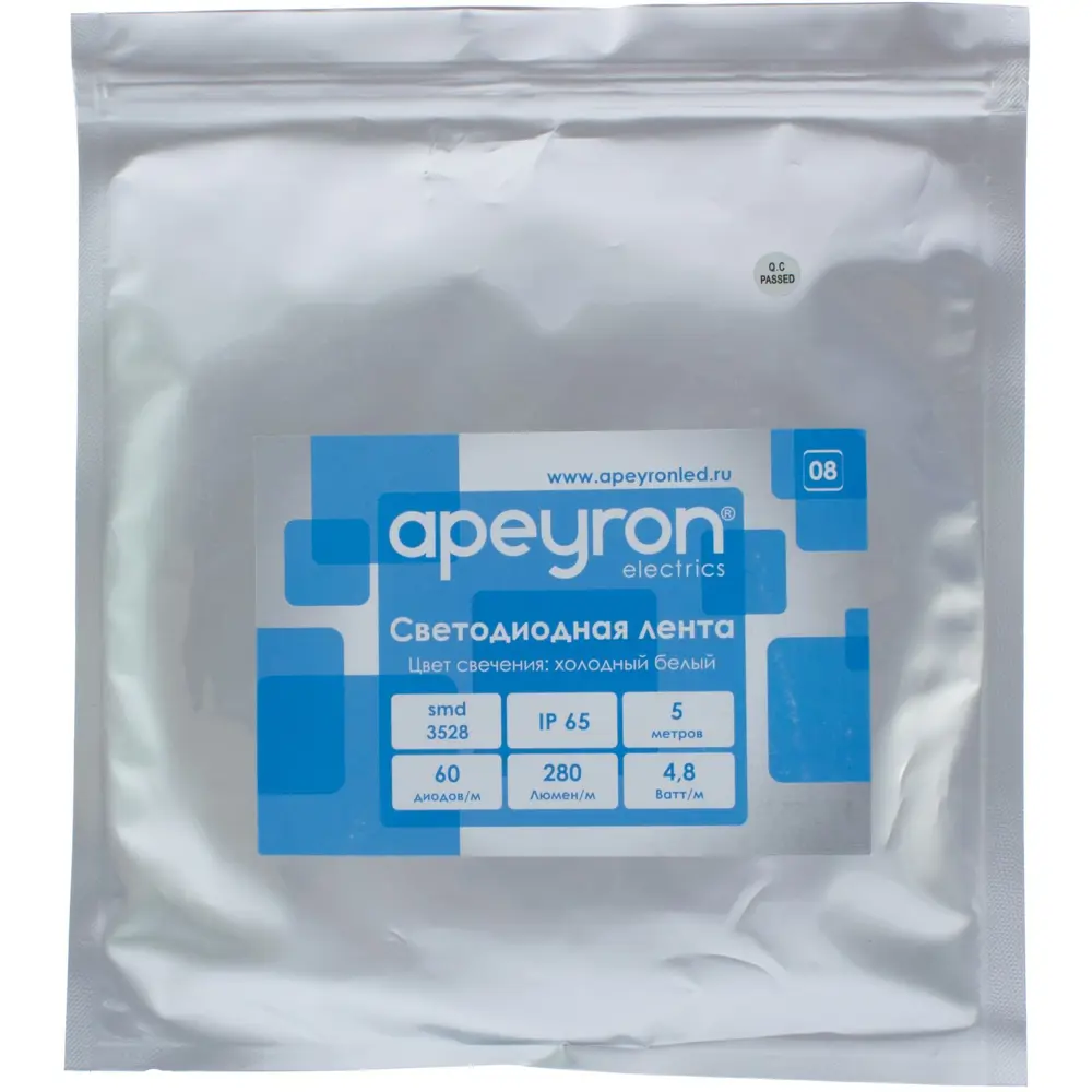 Светодиодная лента 4.8Вт/60LED/м свет холодный белый IP65 APEYRON STLM-2059025 - Вид №2