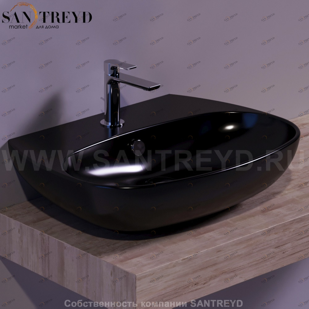 VI10NERO Подвесная раковина настенная овальная Simas Vignoni черная