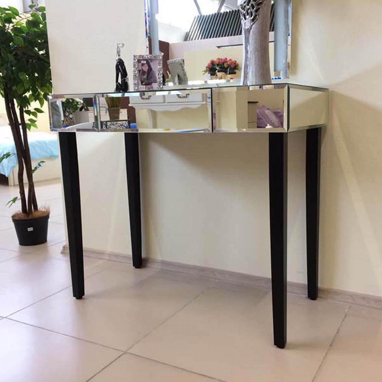 Консоль зеркальная с ящиком и черными ножками "Грэйс" GRAUM  304036 Зеркальный  - Вид №2