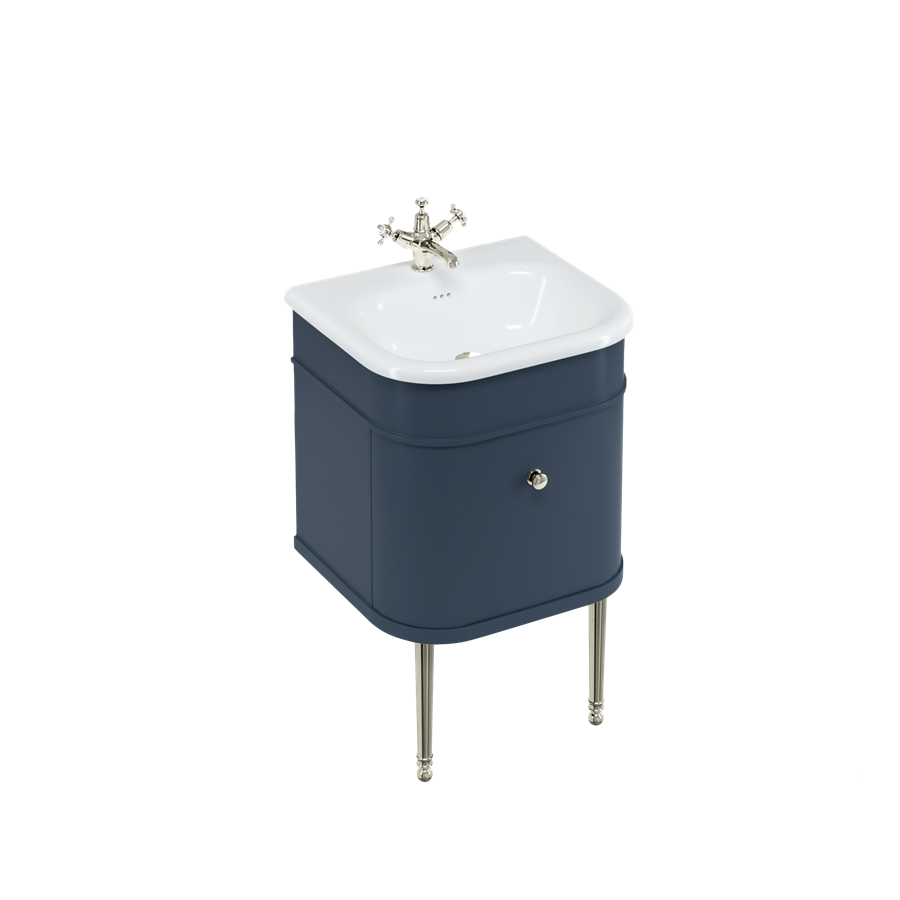 Burlington Chalfont Chalfont 550mm одинарный ящик - синий с хромированными ножками CH55B-CHLEGCHR  - Вид №2