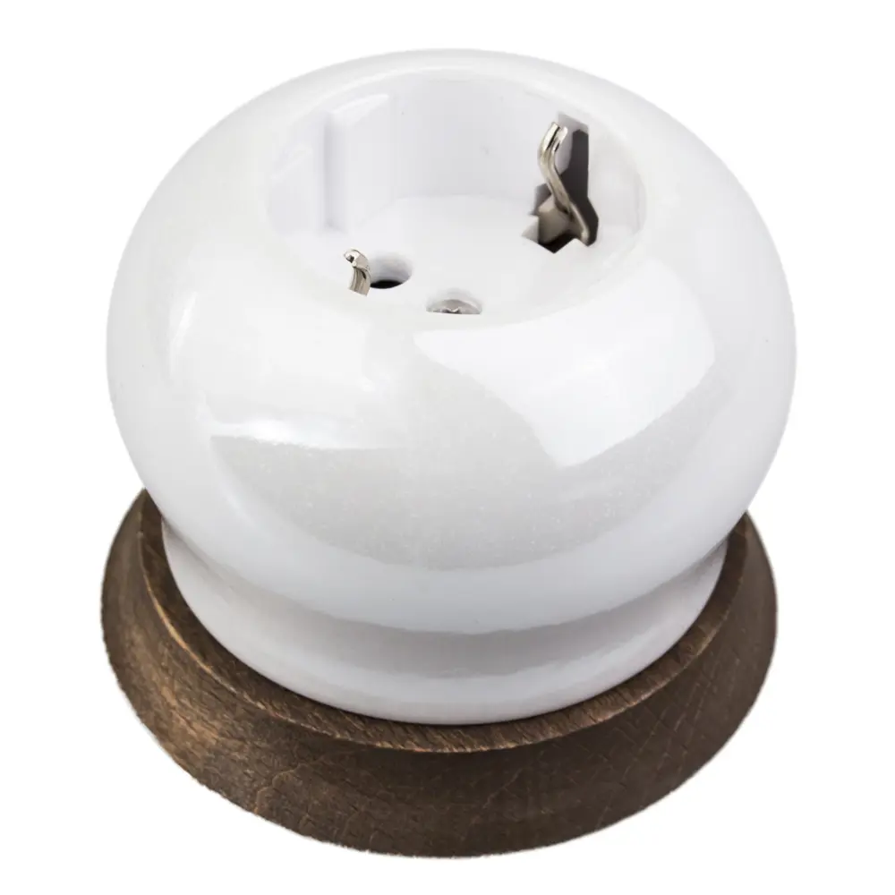 Розетка накладная Electraline Bironi Ретро с заземлением керамика цвет белый STLM-2091418 - Вид №1