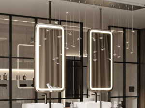 Прямоугольное подвесное зеркало со встроенным освещением