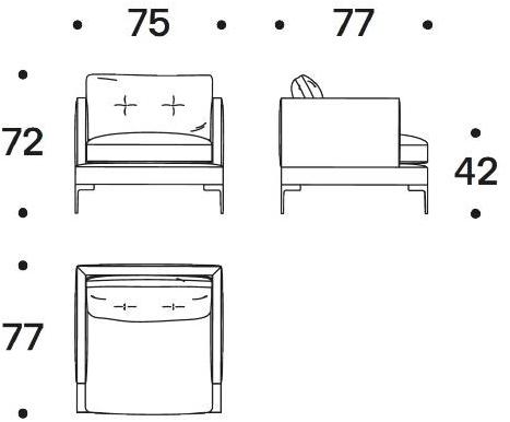 Saba Italia Кресло со съемным чехлом из ткани с подлокотниками Essentiel sun-id-1514104 - Вид №2