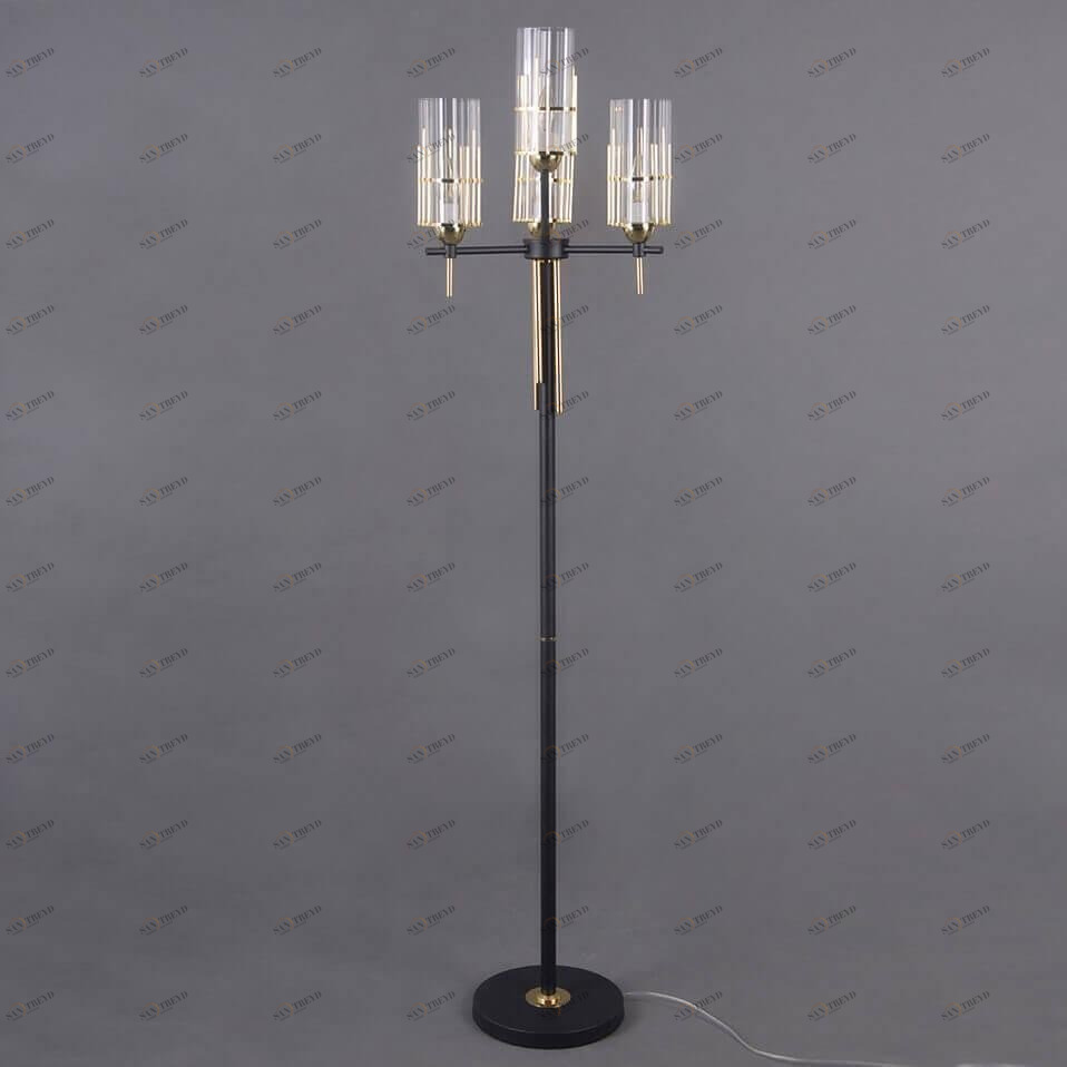 Торшер со стеклянным плафоном на 4 лампы черный "Мирра" 33063.03.69.04 LUMIEN HALL МИРРА 00-3948889 Прозрачный;черный 
