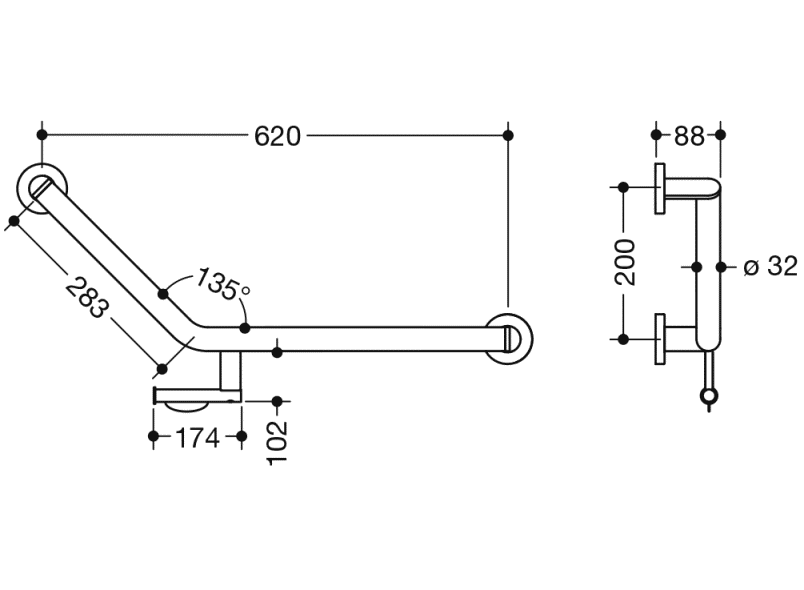 900.22.30240 угловая ручка HEWI System 900 - Вид №1