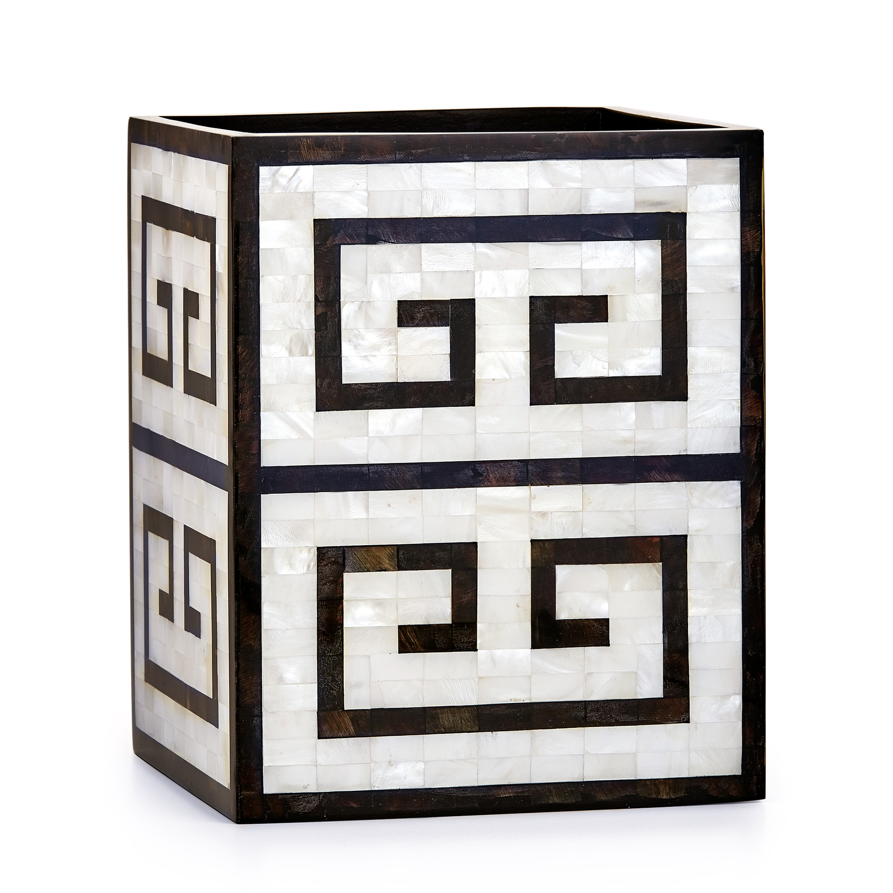 GKEY-SHELL-WB Корзина для мусора с греческим ключом Labrazel 