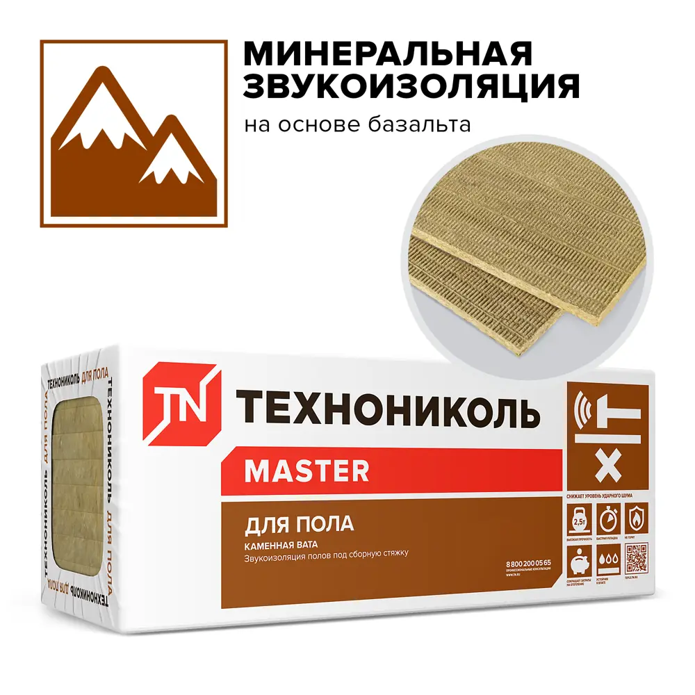 Звукоизоляция Технониколь для пола 30 мм 8 шт 600x1200 мм 5.76 м² 82137604 STLM-2002869  - Вид №1